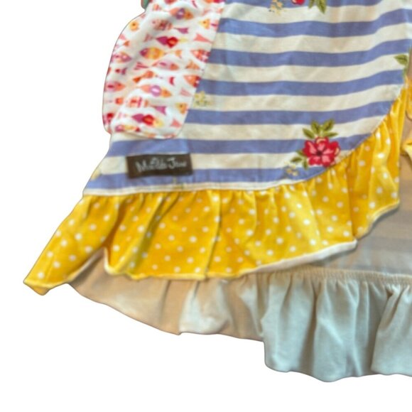 Matilda Jane Girls Ruffle Sleeveless Top Blue Striped Floral Yellow Size 4 - Picture 5 of 7